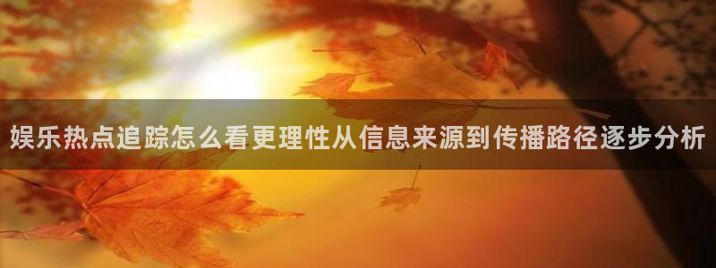 网络热点榜:娱乐热点追踪怎么看更理性从信息来源到传播路径逐步分析